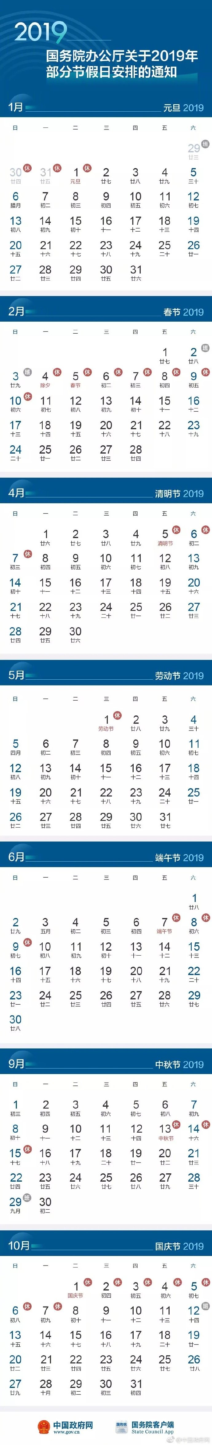 国务院办公厅关于2019年FB体育 FB体育平台部分节假日安排的通知(图1)